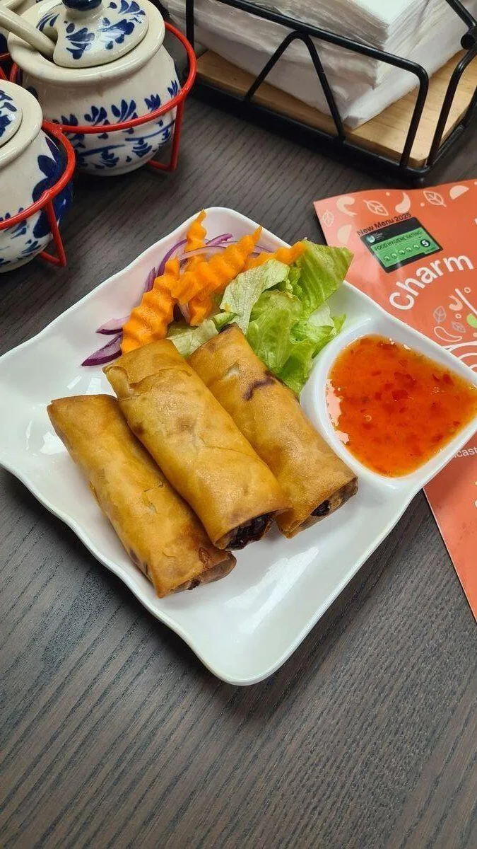 Crispy chicken spring rolls sweet chilli Charm Thai Cafe Doncaster