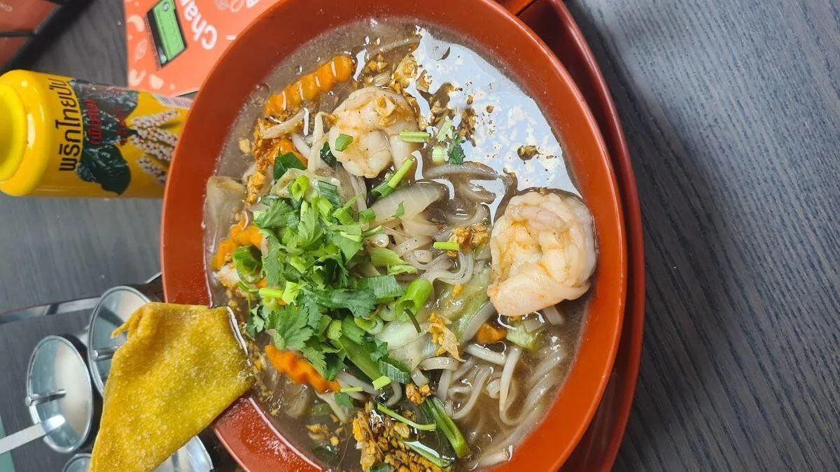 Rin's signature dark noodle soup with prawn Charm Thai Cafe Doncaster